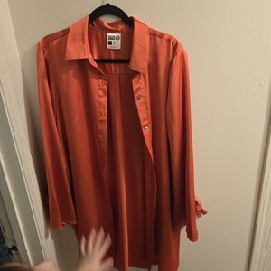 Vibrant Orange Button-Up Shirt